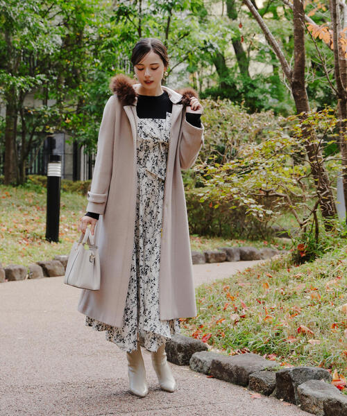 セール】モッサフードフェイクファーロングコート / 1215252102