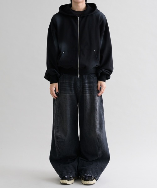 EPNK】Cropped spray zip hoodie / クロップドスプレージップフーディ