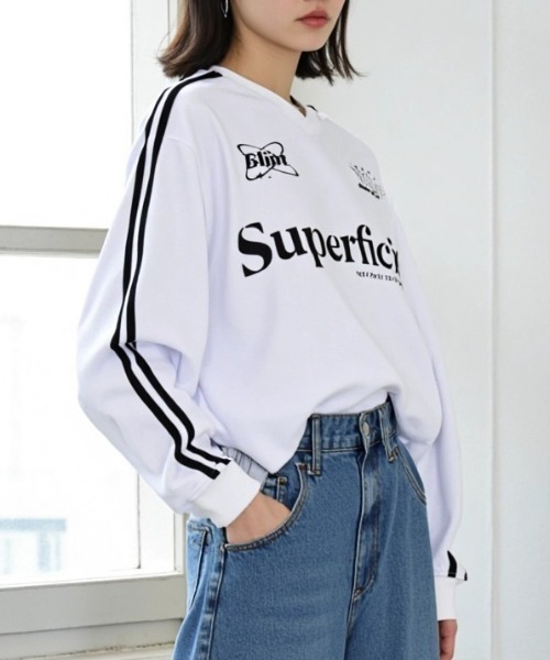 セール】Soccer Game Shirt LS Tee/オーバーサイズ メッシュ