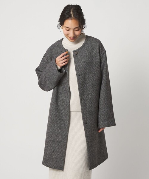 セール】カシミヤブレンド ノーカラーコート ＜A DAY IN THE LIFE