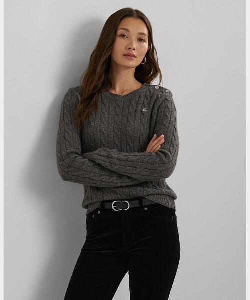 ボタントリム ウールカシミヤ セーター（ニット/セーター）｜LAUREN