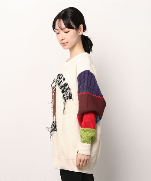 A BATHING APE（アベイシングエイプ）の「COLLEGE PATCHWORK KNIT L