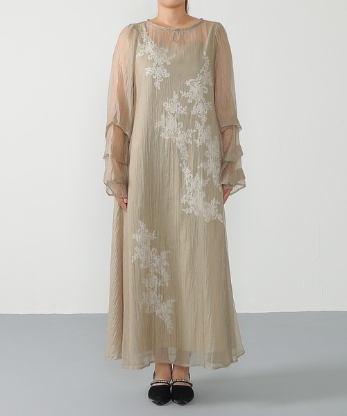 セール】モチーフレース シアー ワンピース パーティードレス 結婚式