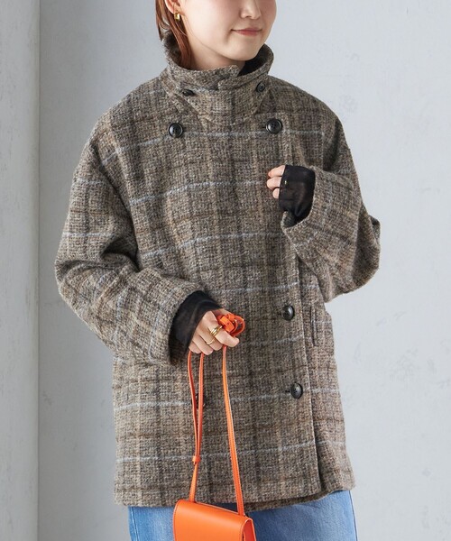 セール】スライバー チェック ショート Pコート（ピーコート）｜SHIPS