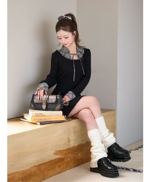 レイヤードライクニットミニワンピース（ワンピース）｜Darich