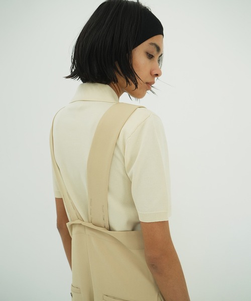 セール】SHOULDER PADS POLO KNIT TOPS（ニット/セーター）｜CLANE