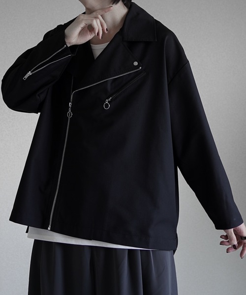 welise×翔 モードギミック 長袖 ダブルライダースシャツジャケット
