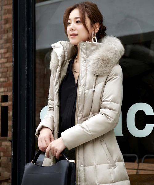 セール】フォックスファー付きダウンコート ｜ レディース アウター