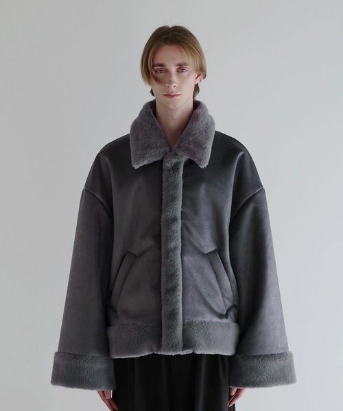 セール】ルーズシルエットフェイクムートンジャケット（ムートンコート
