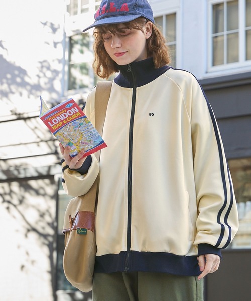 ワンポイントナンバリング刺繍ライントラックジャケット MONO-MART