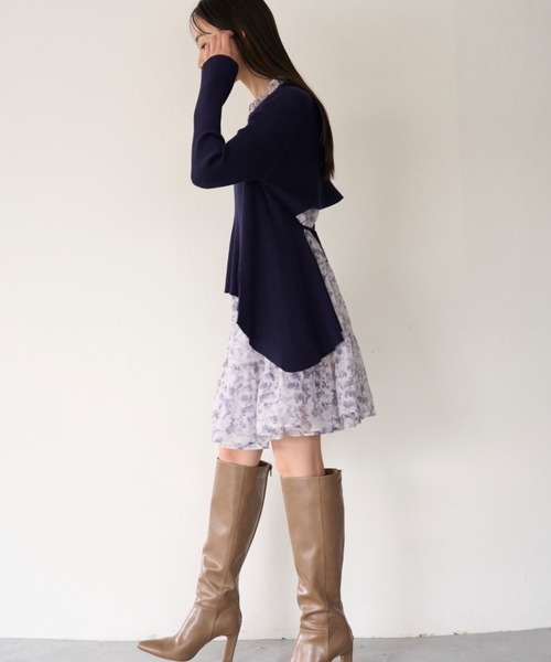 SNIDEL（スナイデル）の「アシメニットコンビワンピース（ワンピース