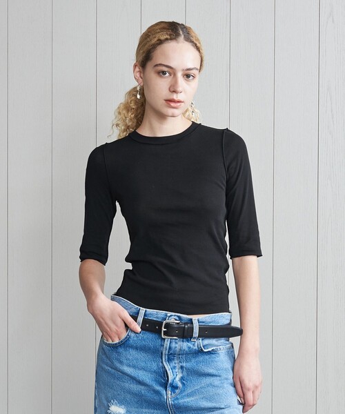 H＞シアーフライス ハーフスリーブカットソー（Tシャツ/カットソー