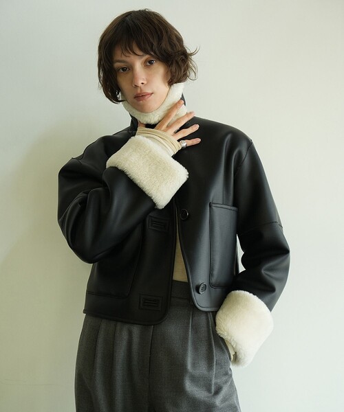 CLANE（クラネ）の「【CLANE/クラネ】VEGAN LEATHER BOA SHORT JACKET