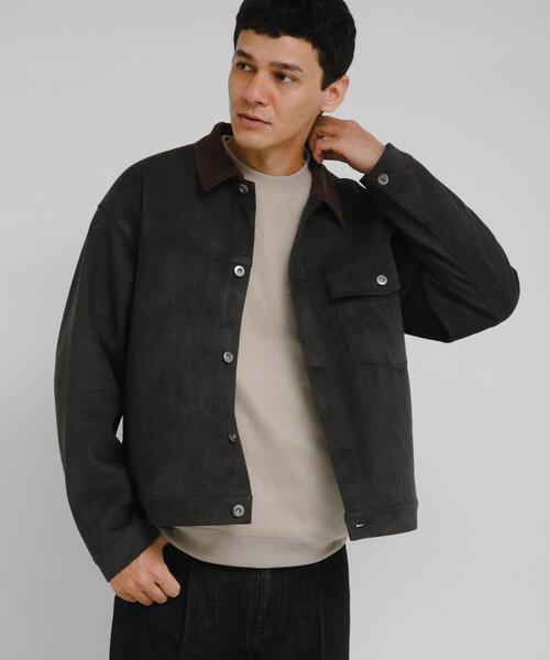 セール】襟切替スウェードタッチシャツジャケット（ブルゾン）｜URBAN