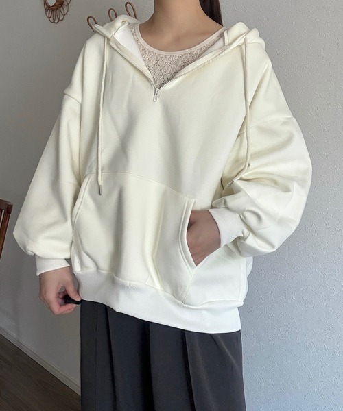 ゆるだぼハーフジップパーカー（パーカー）｜Cham.（チャム）の