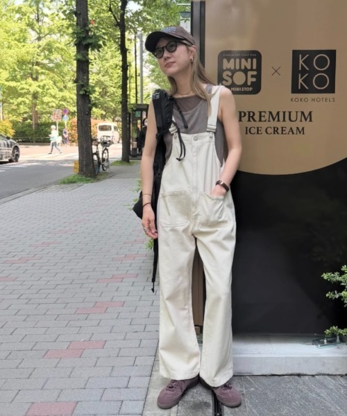 セール】【XSサイズあり】フロントジップデニムサロペット（サロペット