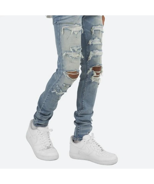 セール】【mnml】X201 RHINESTONE SKINNY DENIM [I]（デニムパンツ