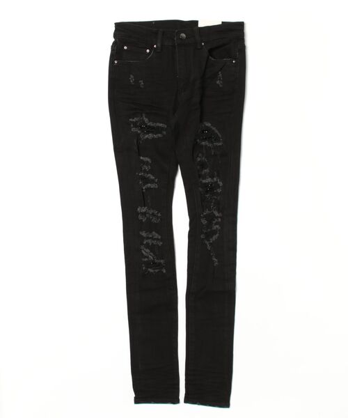 セール】【mnml】X201 RHINESTONE SKINNY DENIM [I]（デニムパンツ