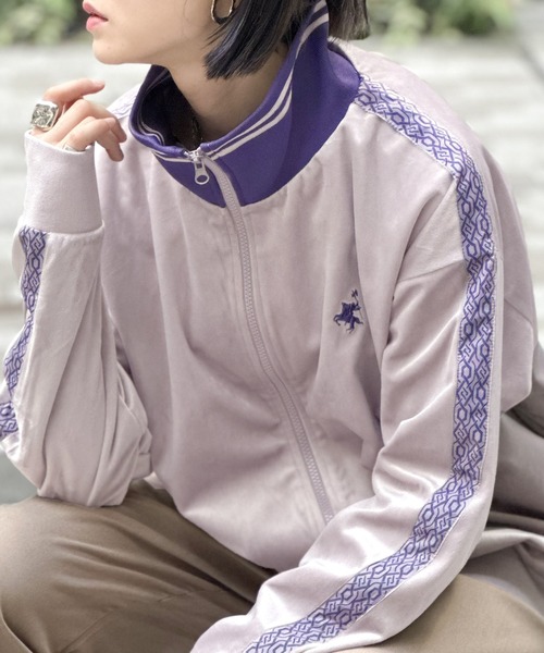 セール】大人の旬スタイル！胸刺繍ベロアトラックジャケット