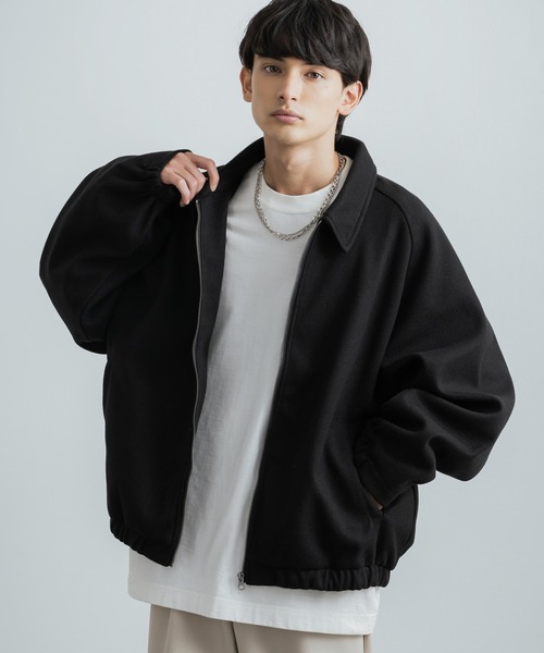 オーバーサイズ ウールテックメルトンドルマンスリーブジャケット