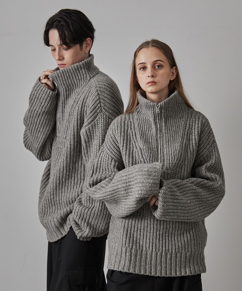 CLEL（クレイル）の「【CLEL】Volume Melange Half Zip Knit