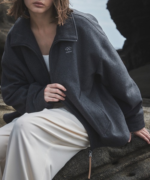 セール】High neck zip-up short blouson/ハイネックジップアップ