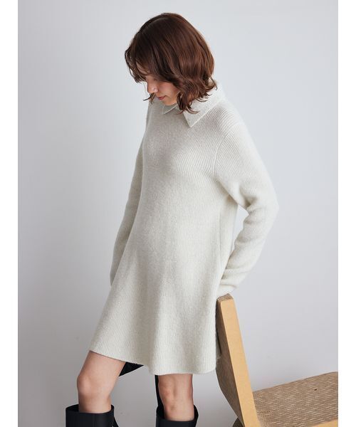 襟付きペプラムニットミニワンピース（ニット/セーター）｜Mila Owen