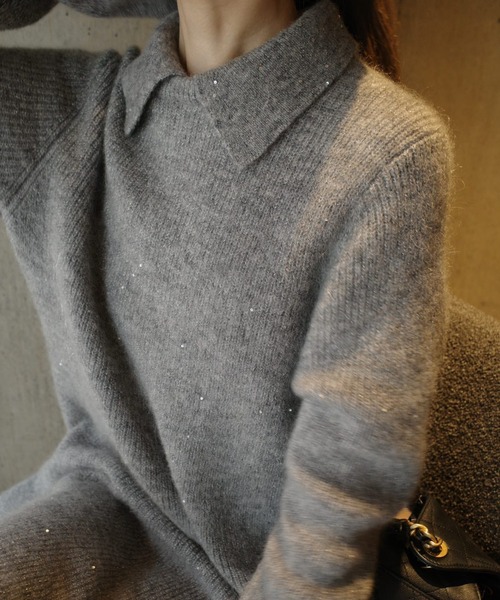 襟付きペプラムニットミニワンピース（ニット/セーター）｜Mila Owen