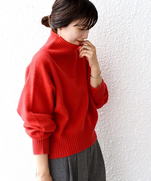 セール】*〈手洗い可能〉ウールカシミヤ センターシームタートルネック