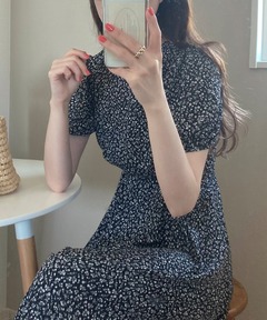 Draped Cherry Pattern Mini One-Piece（ワンピース）｜Her lip to
