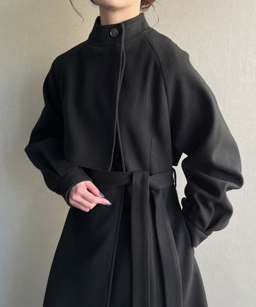 セール】スタンドカラーフレアロングコート（その他アウター）｜JUNOAH