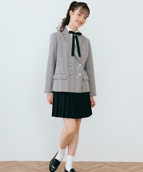 ポンポネット M/150 紺 グレー 受験 卒服 フォーマル ワンピーススーツ