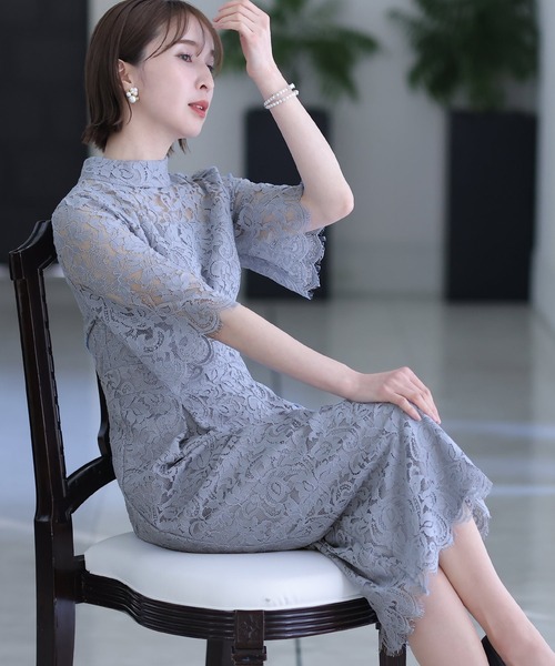 セール】ロング&七分袖フォーマルIラインセレモニー結婚式 パーティー