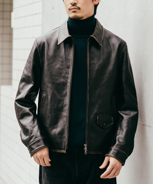 ラムレザー フレンチアンティーク ライダースジャケット（ライダース