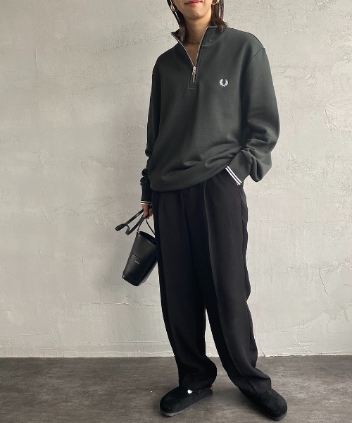 FRED PERRY/フレッドペリー] ワンポイント刺繍 ハーフジップスウェット