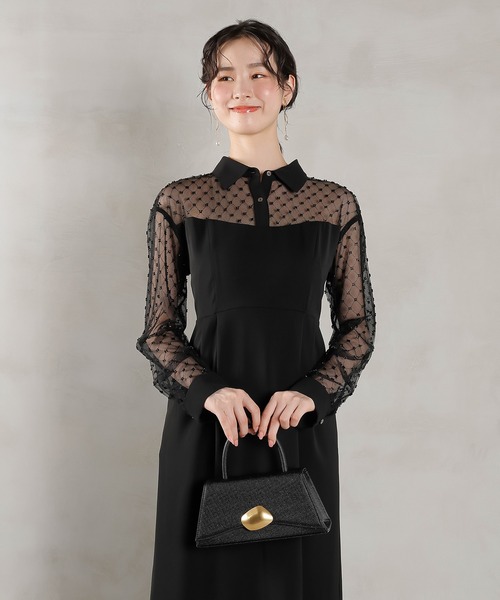 セール】ドットチュール シャツ ドレス パーティー 結婚式 お呼ばれ