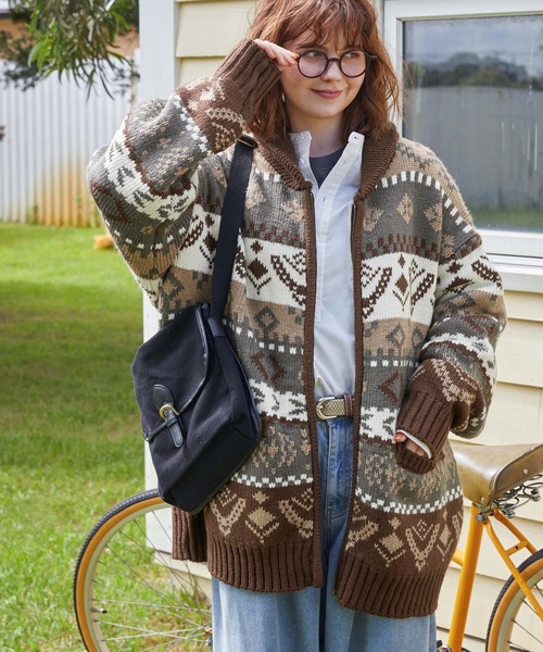 ノルディックカウチンジップニットカーディガン MONO-MART LADY'S