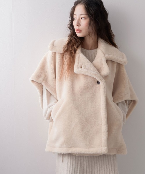 テディーカラーポンチョ HYEON ヘヨン テッドケープコート テディ ボア
