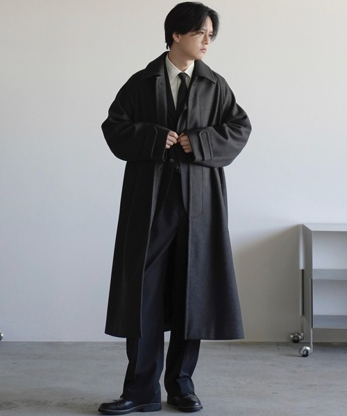 WOOLY HERRINGBONE BALMACAAN COAT（ステンカラーコート）｜WYM LIDNM
