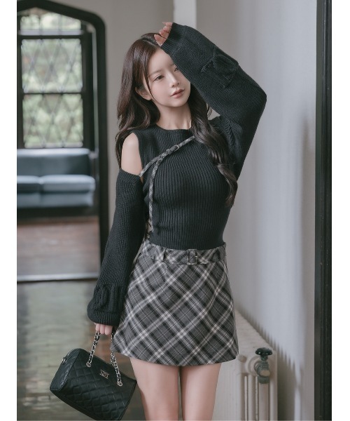 ドッキングミドルウエストニットミニワンピース darich FL Darich