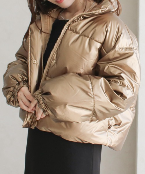 セール】【SL】【Social GIRL】【it】メタリック スタンドカラー 中綿