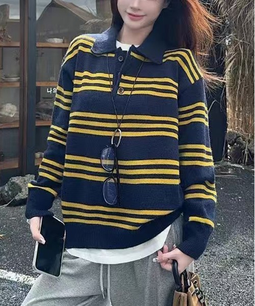 セール】【新作】ストライプニットセーター（ニット/セーター