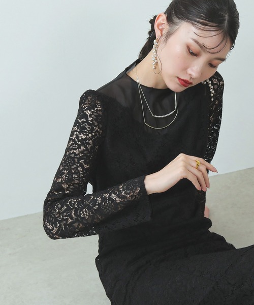 Kana（カナ）の「上品 シンプル 花柄 総レース マーメイド ワンピース