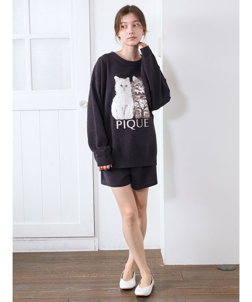 セール】ツインズキャットジャガードプルオーバー（ルームウェア