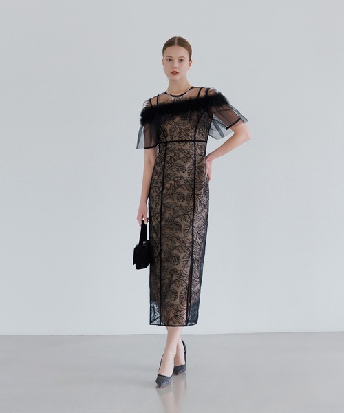 セール】【LEJA】3WAYフラワーチュールアシンメトリーIラインドレス