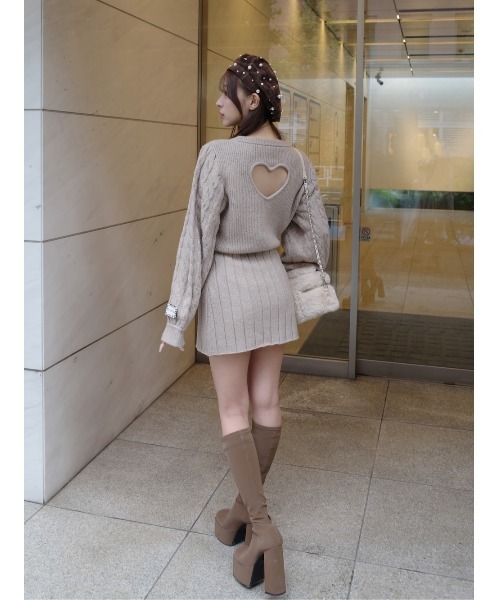 ハートオープンニットミニワンピース（ワンピース）｜Darich