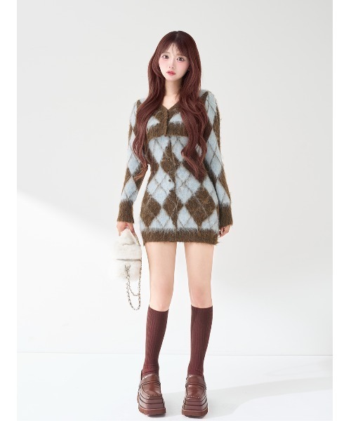 Darich アーガイルニットアンサンブル BEG FREE アーガイルニット