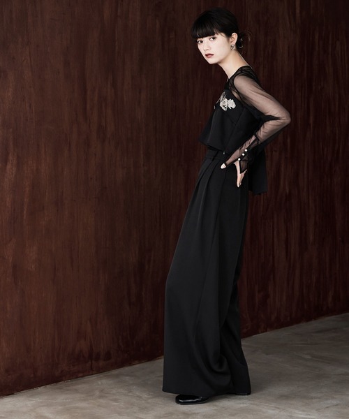 3piece刺繍リボンビスチェ＆タックワイドパンツセットアップ（パンツ