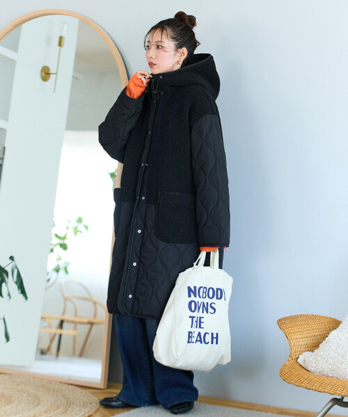 セール】限定展開 ボア×キルティング 切り替え ロングコート（その他