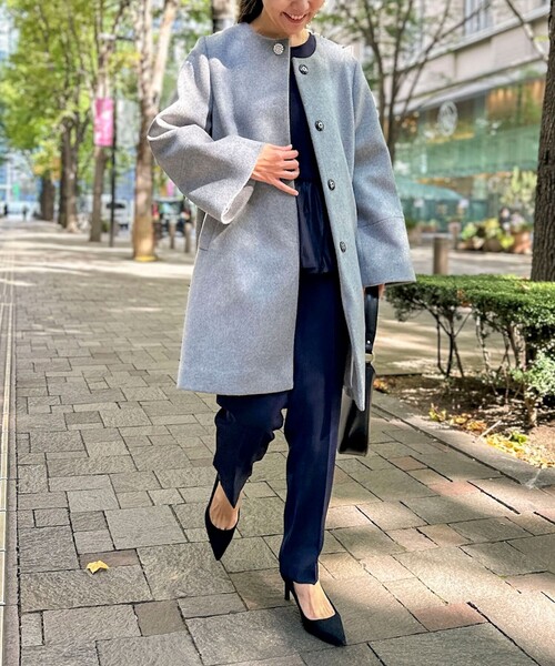 NOLLEY'S（ノーリーズ）の「カシミヤ混ビジューブローチ付きコート